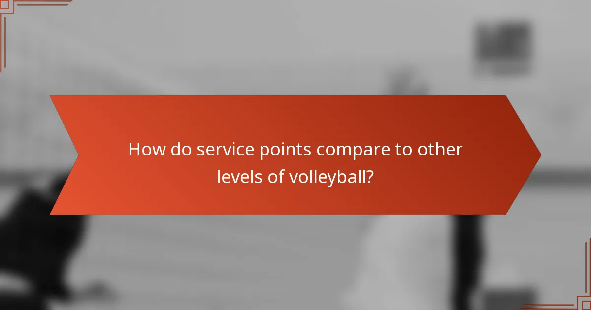 How do service points compare to other levels of volleyball?